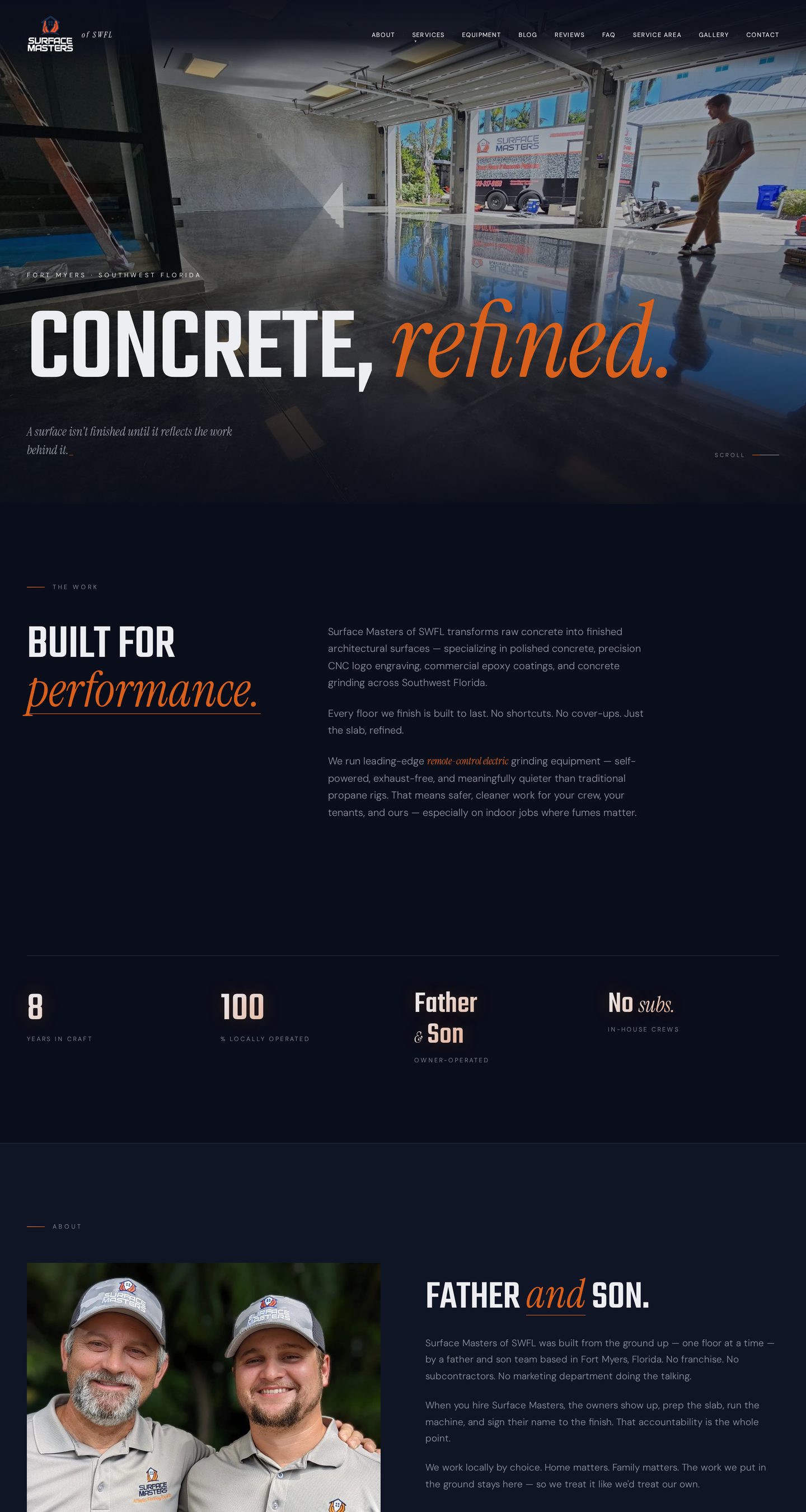 Surface Masters of SWFL website — desktop